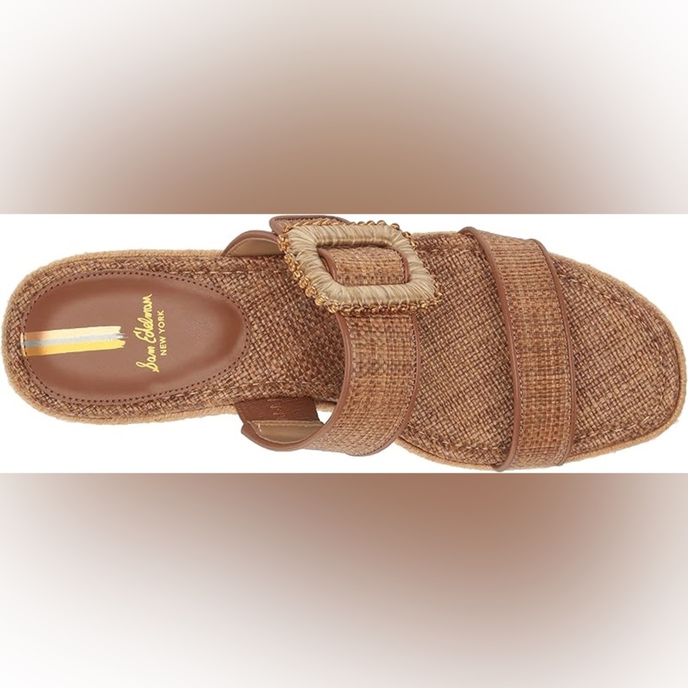 Sam Edelman Woven Raffia Platform Sandals – Size 8.5 – Natural Tan